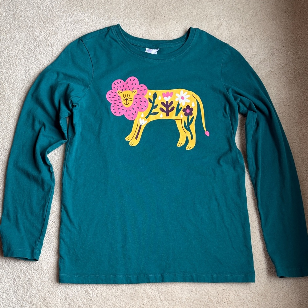 Hanna Andersson Scandi Lion Long Sleeve Graphic Shirt Girls Size 12